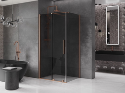 Mexen Velar раздвижни душ кабина 100 x 80 cm, графит, четкана мед - 871-100-080-41-65