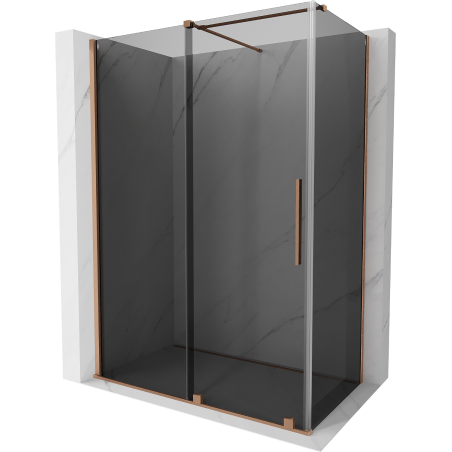 Mexen Velar плъзгаща се стъклена кабина 160 x 100 cm, графит, четкана мед - 871-160-100-41-65