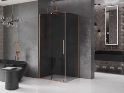 Mexen Velar плъзгаща се душ кабина 130 x 100 см, графит, матиран мед - 871-130-100-41-65