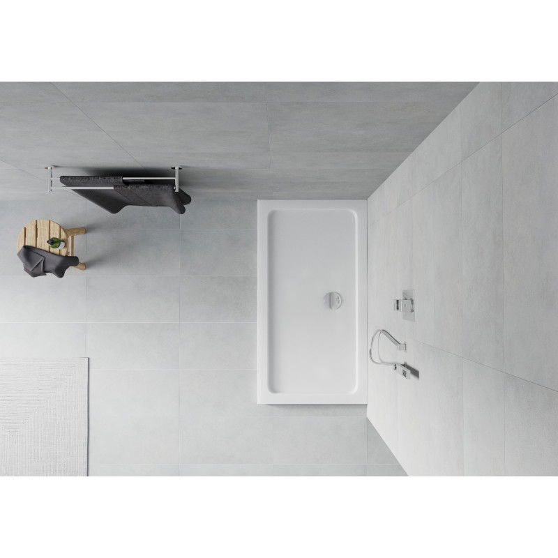 Mexen Flat правоъгълно плоско корито 130 x 70 см, бяло, хромиран сифон - 40107013