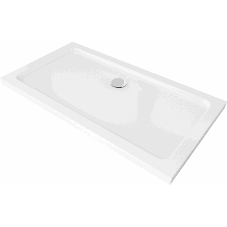 Mexen Flat правоъгълен душ кабина 140 x 70 см, бял, хромиран сифона - 40107014