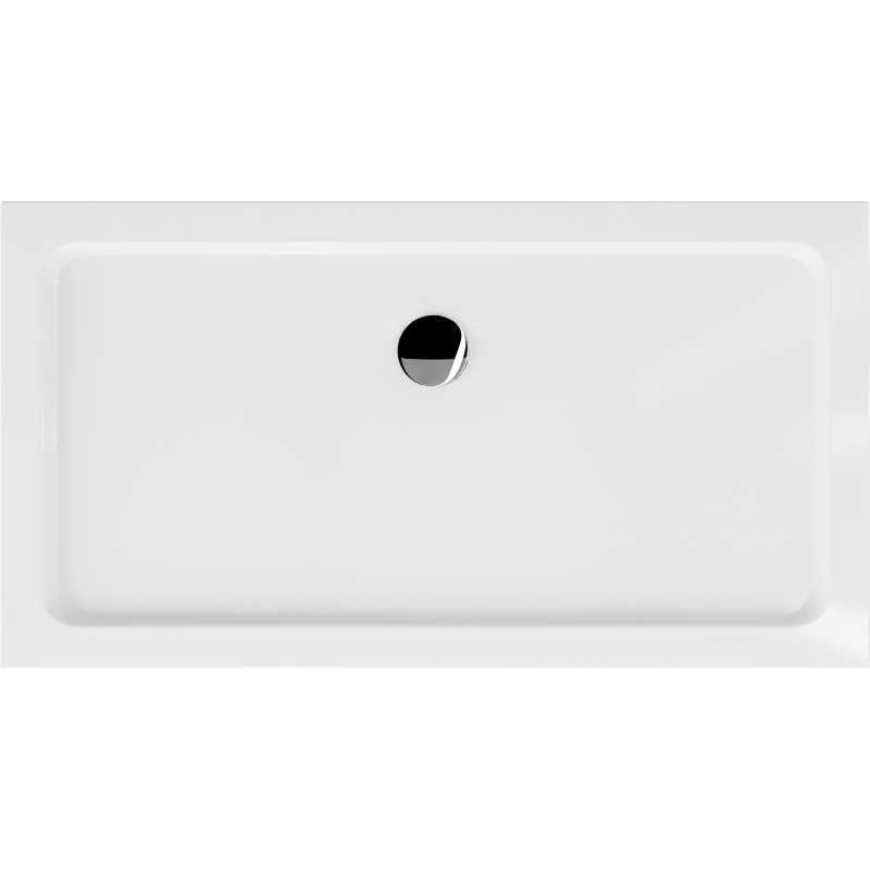 Mexen Flat правоъгълна тънка поддушова вана 140 x 70 cm, бяла, хром сифон - 40107014
