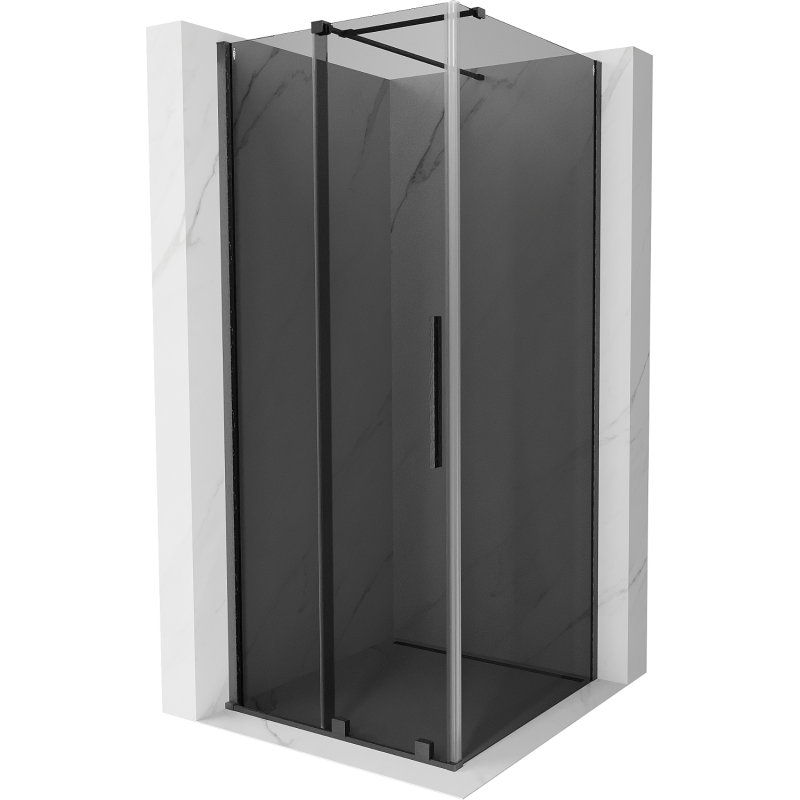 Mexen Velar плъзгаща се душ кабина 90 x 90 см, графит, четка Gun Gray - 871-090-090-41-66