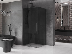 Mexen Velar плъзгаща се душ кабина 90 x 70 см, графит, изчеткан сив цвят - 871-090-070-41-66