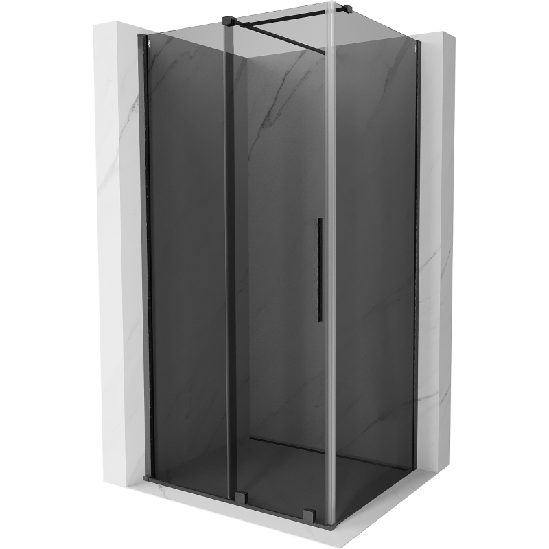 Mexen Velar плъзгаща се душ кабина 130 x 80 см, графит, четкана gun gray - 871-130-080-41-66