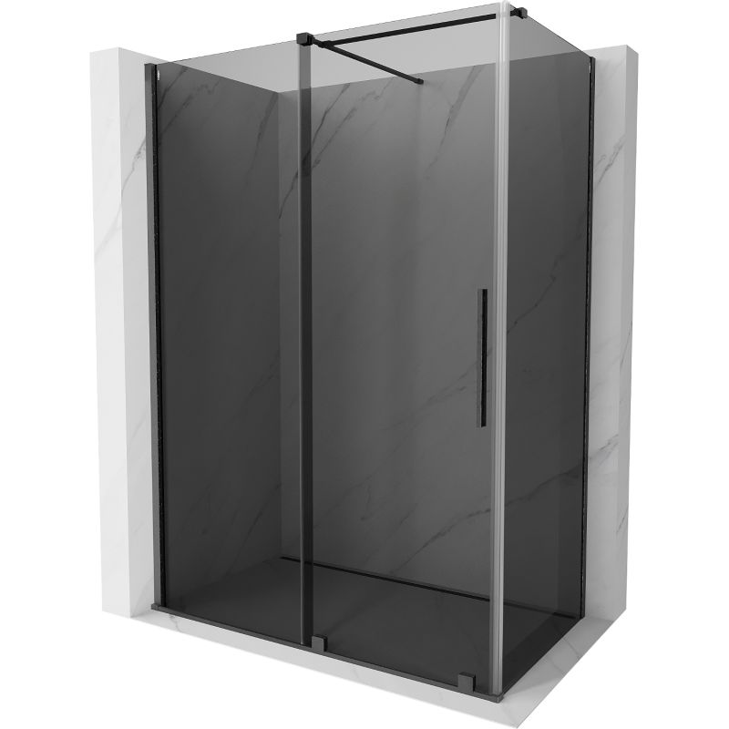 Mexen Velar плъзгаща се душ кабина 150 x 80 см, графит, четкано сиво оръжие