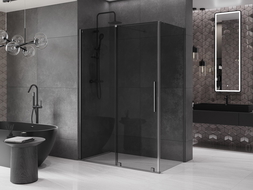 Mexen Velar плъзгаща се душ кабина 150 x 85 cm, графит, четка Gun gray - 871-150-085-41-66