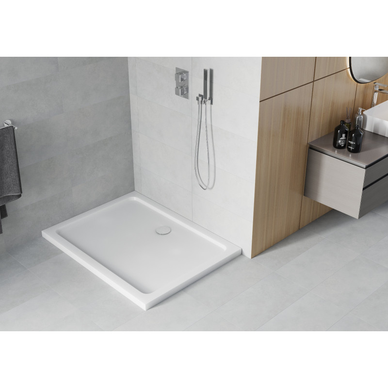 Mexen Flat правоъгълен душ-басейн slim 110 x 100 см, бял, сифона хром - 40101011
