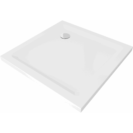 Mexen Flat квадратен тънък душ кабина 80 x 80 см, бял, сифон хром - 40108080