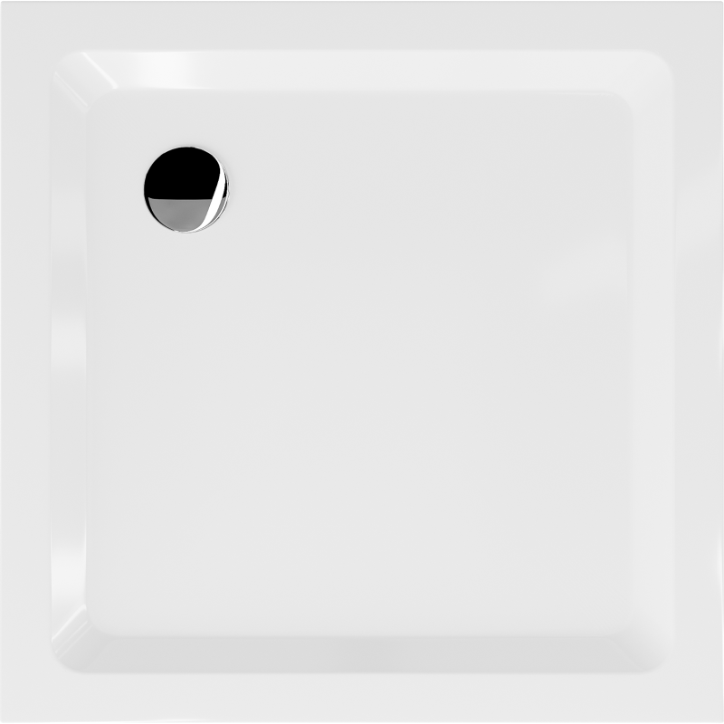 Mexen Flat квадратен плосък поддушов съд 80 x 80 см, бял, сифона хром - 40108080