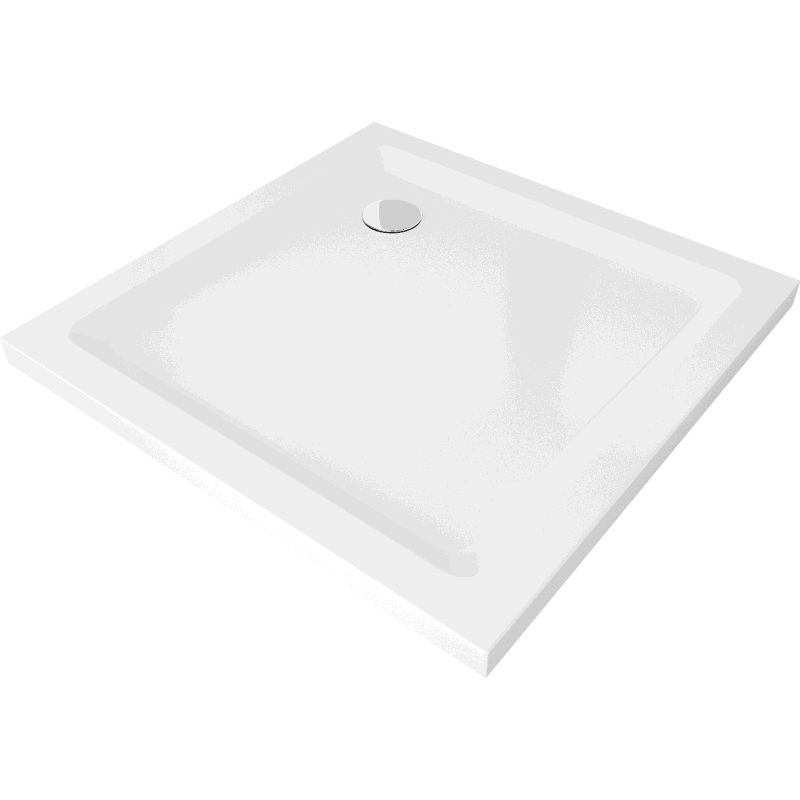 Mexen Flat квадратен тънък душ корито 90 x 90 см, бяло, хромиран сифон - 40109090