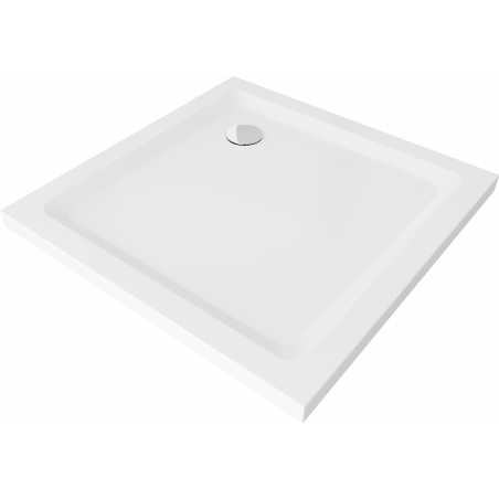 Mexen Flat квадратен душ кабина slim 90 x 90 см, бял, хромиран сифън - 40109090