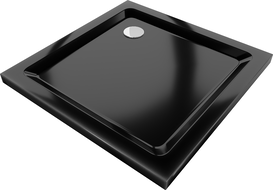 Mexen Flat Квадратен душ-корито Slim 80 x 80 см, черен, хромиран сифон - 40708080