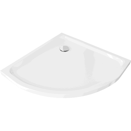 Полукръгъл ултратънък душ корито Mexen Flat 80 x 80 см, бял, хромиран сифон - 41108080