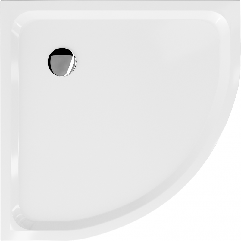 Mexen Flat полукръгъл душ-кабина slim 90 x 90 см, бял, хромиран сифон - 41109090