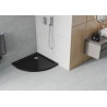 Mexen Flat плосък полуокръгъл душов под 70 x 70 см, черен, хромиран сифон