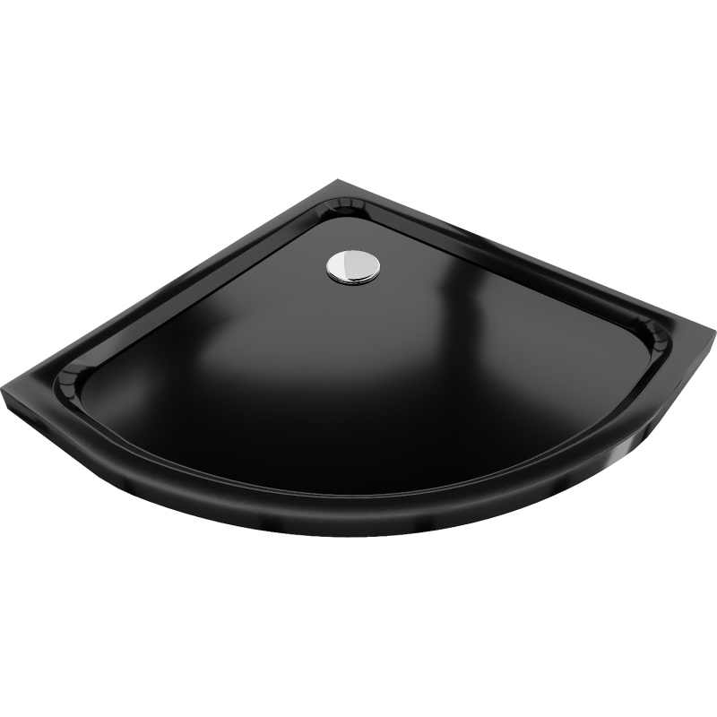 Mexen Flat полукръгъл тънък душ корито 80 x 80 см, черен, сифон хром - 41708080