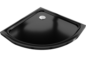 Mexen Flat полукръгъл тънък поддушов 80 x 80 см, черен, сифон хром - 41708080