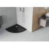 Полукръгъл тънък душ под Mexen Flat 90 x 90 см, черен, хромиран сифон - 41709090