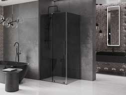 Mexen Velar плъзгаща се душ кабина 130 x 80 см, графит, gun metal - 871-130-080-41-95