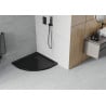 Mexen Flat полукръгла тънка корито 80 x 80 см, черен, черен сифон - 41708080B