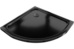 Mexen Flat полукръгла тънка корито 80 x 80 см, черен, черен сифон - 41708080B