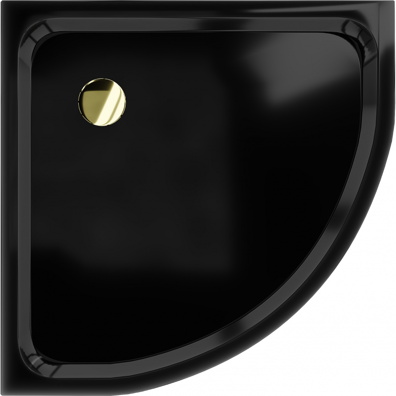 Mexen Flat полукръгъл тънък душ корито 80 x 80 cm, черен, сифон златен - 41708080G