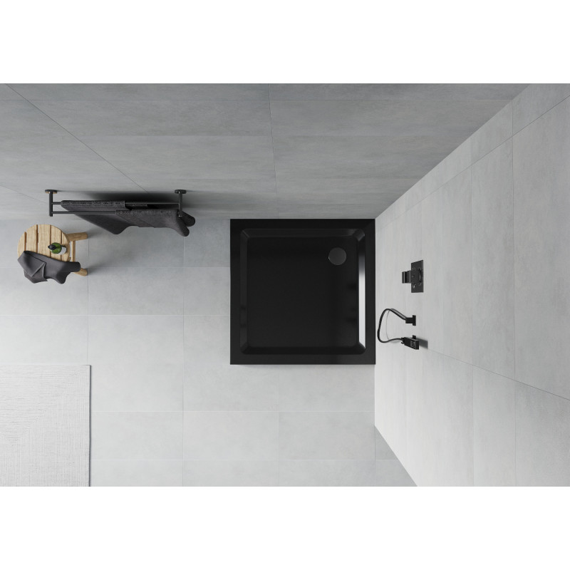 Mexen Flat квадратен душов поддушник slim 80 x 80 см, черен, сифон черен - 40708080B