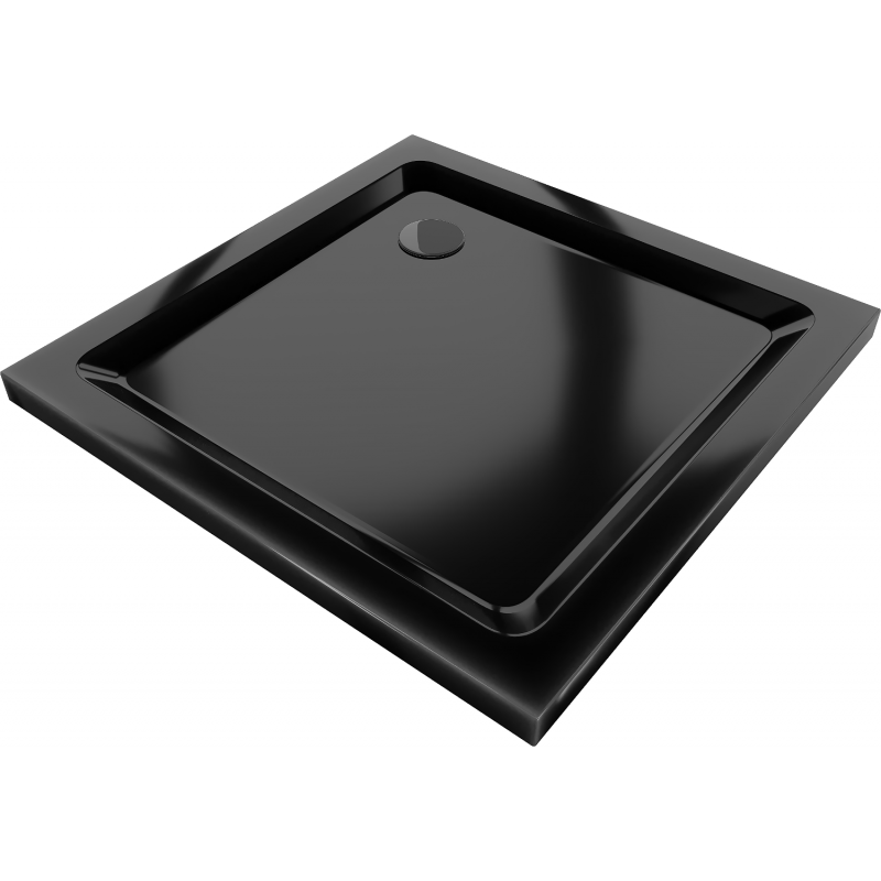 Mexen Flat квадратен поддушов панел slim 90 x 90 cm, черен, черен сифон - 40709090B