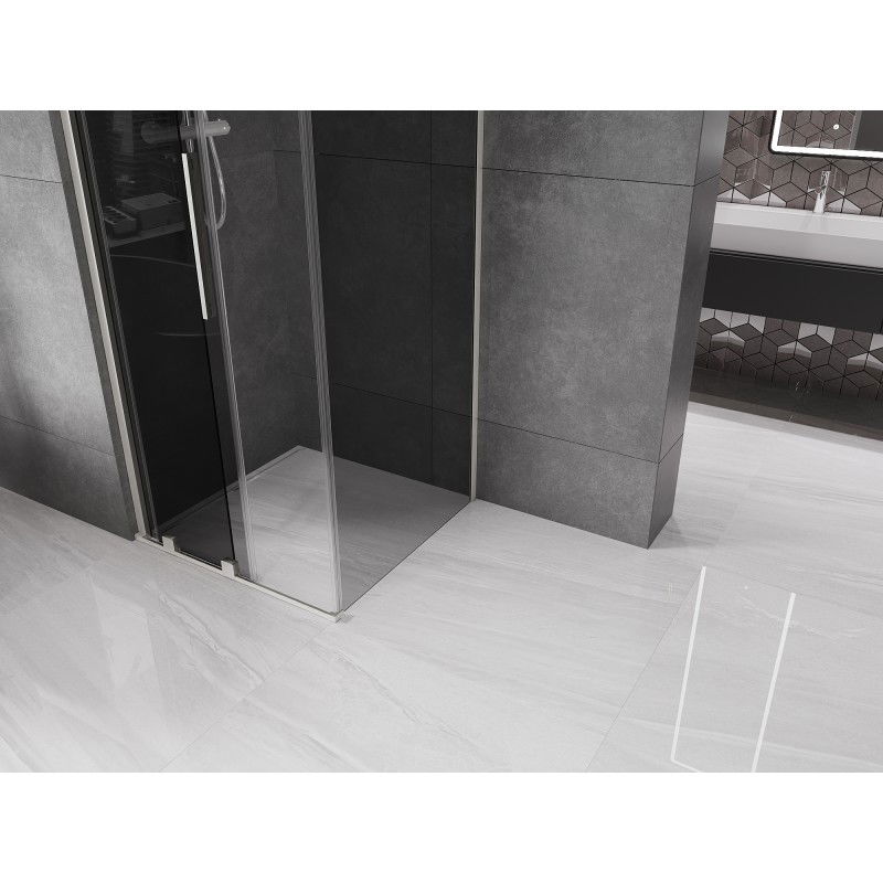 Mexen Velar плъзгаща се душ кабина 90 x 90 см, графит, четкан никел - 871-090-090-41-97