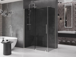 Mexen Velar плъзгаща се душ кабина 150 x 75 см, графит, четкан никел - 871-150-075-41-97