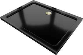 Mexen Flat правоъгълен душ корито slim 120 x 90 см, черен, сифон златен - 40709012G
