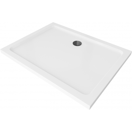 Mexen Flat Правоъгълна душ кабина Slim 100 x 70 см, бяла, черен сифон - 40107010B