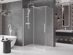 Mexen Velar плъзгаща се душ кабина 150 x 80 cm, матирано, бяло - 871-150-080-31-20