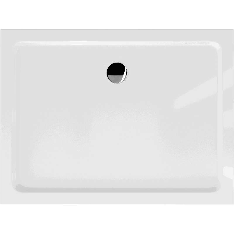 Mexen Flat правоъгълно тънко корито 80 x 70 см, бяло, хромиран сифон - 40107080