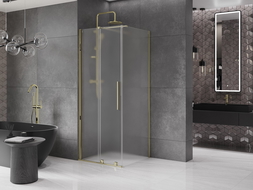 Mexen Velar плъзгаща се душ кабина 90 x 90 см, мраз, златен - 871-090-090-31-50