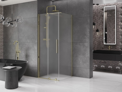 Mexen Velar плъзгаща се душ кабина 100 x 100 см, матово стъкло, златиста - 871-100-100-31-50