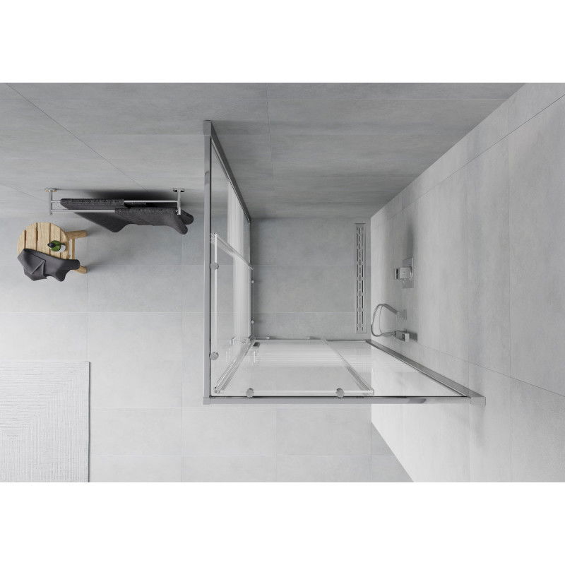 Mexen Rio квадратна душ кабина 90 x 90 см, бели ивици, хром - 860-090-090-01-20