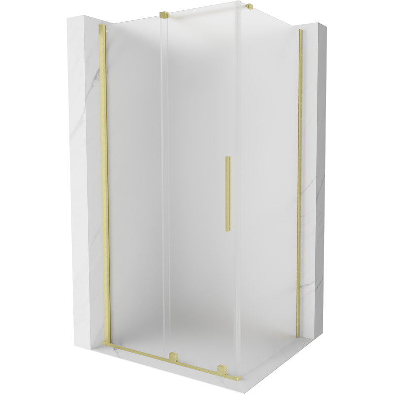 Mexen Velar плъзгаща се душ кабина 100 x 90 см, матирана, златиста четкана