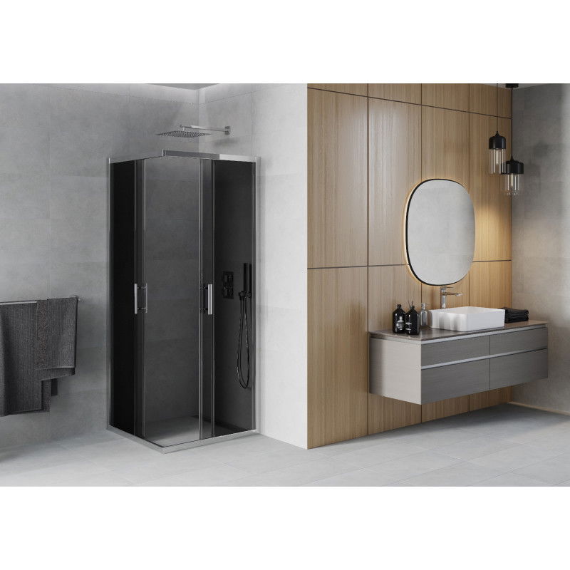 Mexen Rio квадратна душ кабина 80 x 80 см, графит, хром - 860-080-080-01-40
