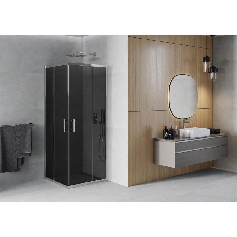 Mexen Rio квадратна душ кабина 90 x 90 см, графит, хром - 860-090-090-01-40