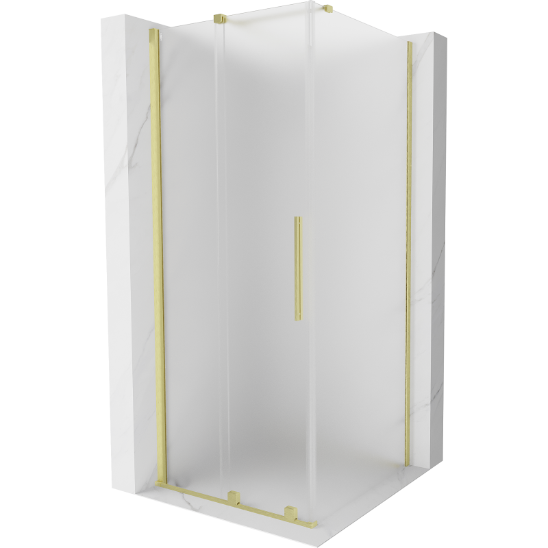Mexen Velar плъзгаща се душ кабина 120 x 120 см, скреж, златен четкан - 871-120-120-31-55