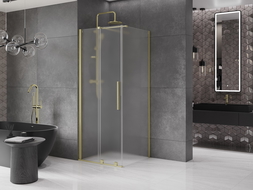 Mexen Velar плъзгаща се душ кабина 120 x 120 см, скреж, златен четкан - 871-120-120-31-55