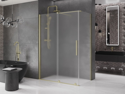 Mexen Velar плъзгаща се душ кабина 150 x 70 cm, матирано стъкло, четкано злато - 871-150-070-31-55