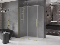 Mexen Velar плъзгаща се душ кабина 160 x 85 cm, матирано стъкло, четкано злато - 871-160-085-31-55