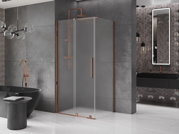 Mexen Velar плъзгаща се душ кабина 100 x 70 см, матирано, розово злато - 871-100-070-31-60
