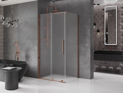 Mexen Velar плъзгаща се душ кабина 100 x 90 см, матирана, розово злато - 871-100-090-31-60