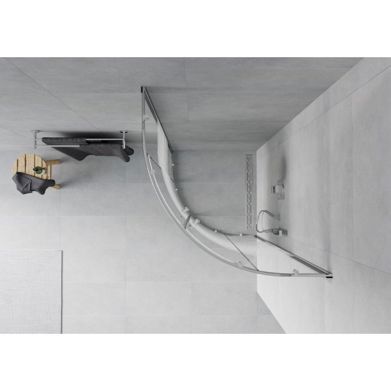 Mexen Rio полукръгла душ кабина 70 x 70 см, бели ленти, хром - 863-070-070-01-20