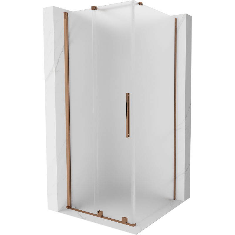 Mexen Velar плъзгаща се душ кабина 90 x 90 см, матирано стъкло, розово злато - 871-090-090-31-60