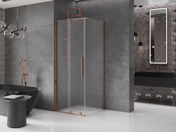 Mexen Velar плъзгаща душ кабина 120 x 120 см, мат, розово злато - 871-120-120-31-60